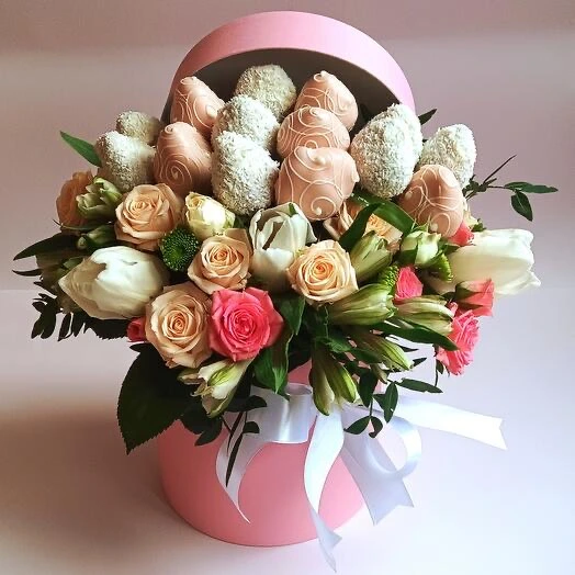 Pink Flower Bouquet Basket