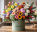 Luxury seasonal flower arrangement featuring spring, summer, autumn, and winter blooms by Flowers Design in Sylvan Lake, Alberta.